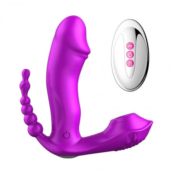 FOX - M6 Sucking Invisible Wearable Vibrator Purple (Wireless Remote - Chargeable)